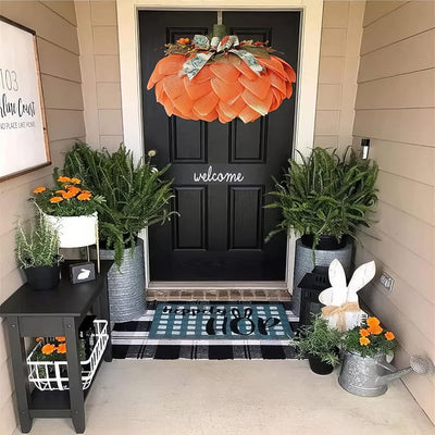 Farmhouse Pumpkin Wreath For Front Door