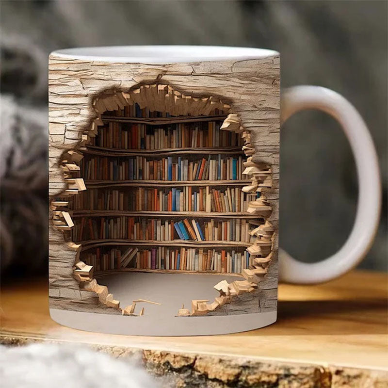 3D Bookshelves Hole In A Wall Mug