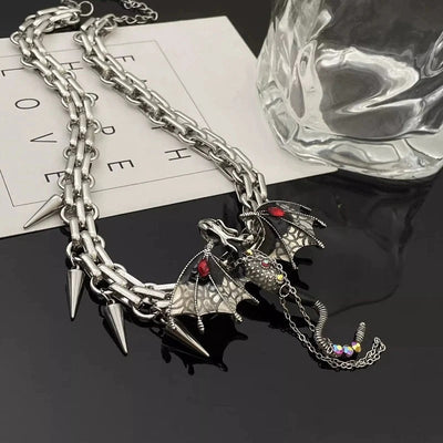 Gothic Punk Dragon Tassel Choker Necklace