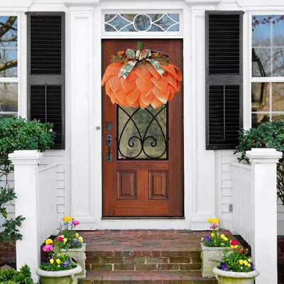 Farmhouse Pumpkin Wreath For Front Door