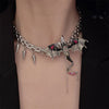 Gothic Punk Dragon Tassel Choker Necklace