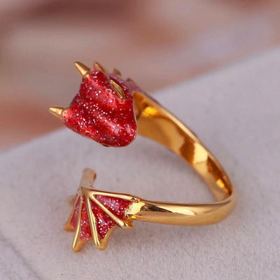 Gold Topaz Dragon Ring Adjustable Ring Size