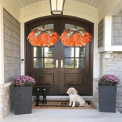 Farmhouse Pumpkin Wreath For Front Door