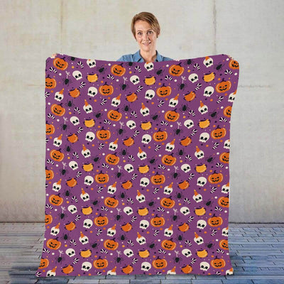 Pumpkin Skull - A517 - Halloween Premium Blanket