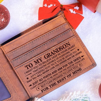 To My Grandson - You Will Never Lose - Top-grain Leather Wallet