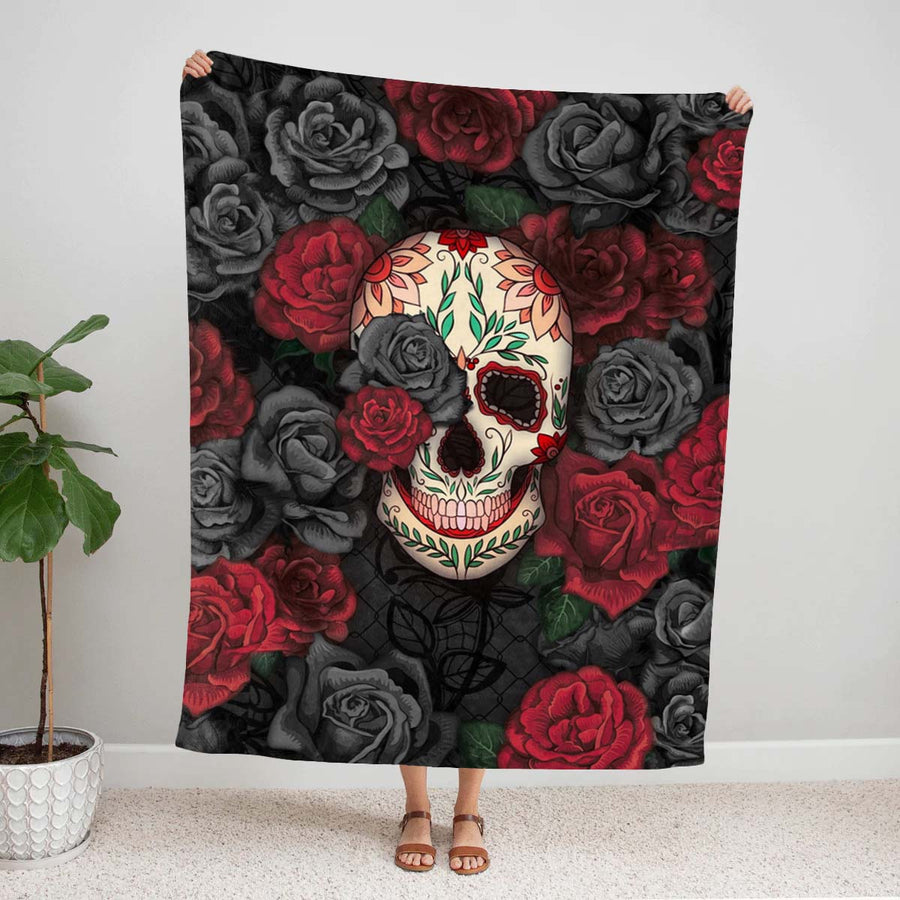 Rose Skull - B184 - Premium Blanket