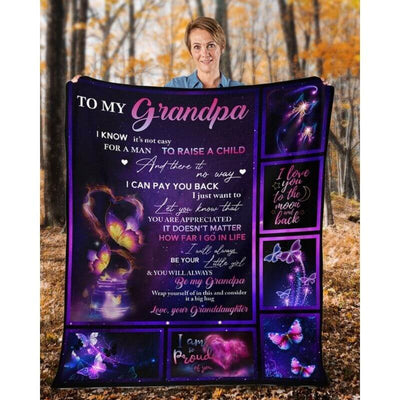 To My Grandpa - From Grandddaughter - Butterfly A315 - Premium Blanket