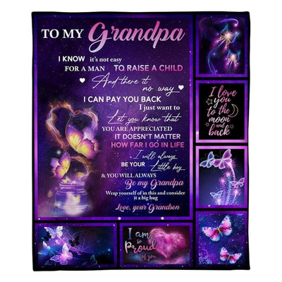 To My Grandpa - From Grandson - Butterfly A315 - Premium Blanket