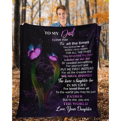 To My Dad - From Daughter - Butterfly A319 - Premium Blanket