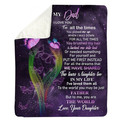 To My Dad - From Daughter - Butterfly A319 - Premium Blanket