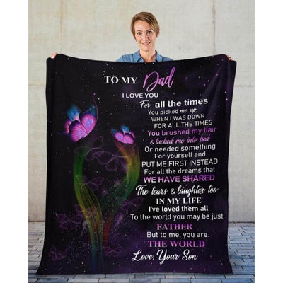 To My Dad - From Son - Butterfly A319 - Premium Blanket