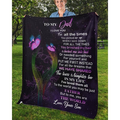 To My Dad - From Son - Butterfly A319 - Premium Blanket