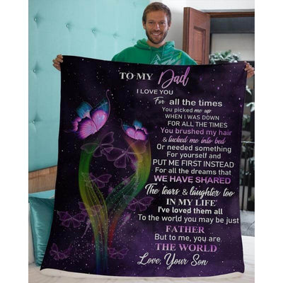 To My Dad - From Son - Butterfly A319 - Premium Blanket