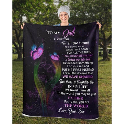 To My Dad - From Son - Butterfly A319 - Premium Blanket