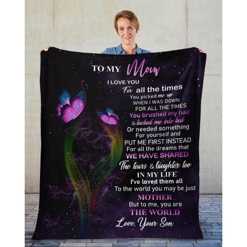 To My Mom - From Son - Butterfly A319 - Premium Blanket