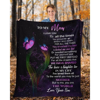 To My Mom - From Son - Butterfly A319 - Premium Blanket