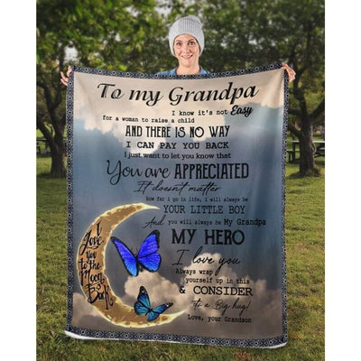 To My Grandpa - From Grandson - Butterfly A314 - Premium Blanket