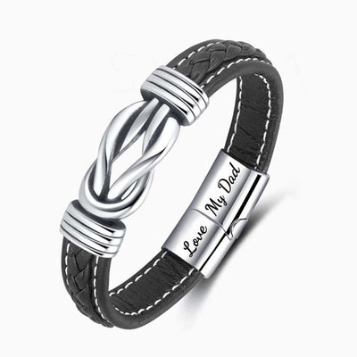 "Daughter And Dad Forever Linked Together" Braided Leather Bracelet