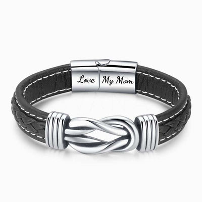 "Daughter And Mom Forever Linked Together" Braided Leather Bracelet