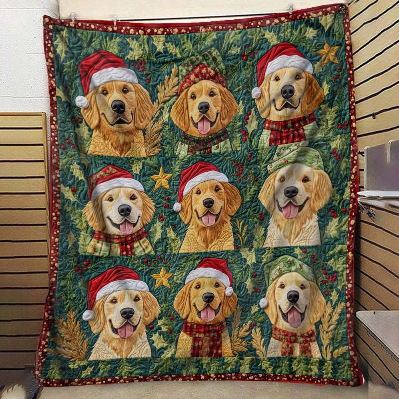 Christmas Golden Retrievers Blanket - F595 - Premium Blanket