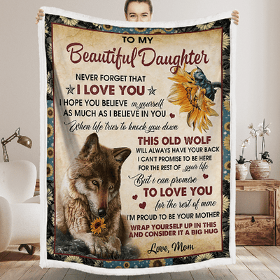 To My Daughter - From Mom - Wolf Flower A300 - Premium Blanket