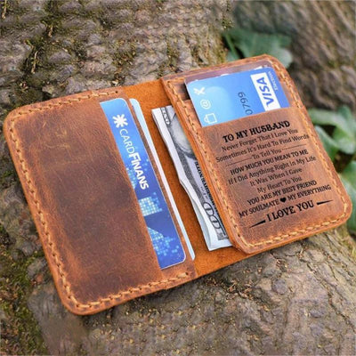 To My Husband From Wife - Leather Bifold Wallet