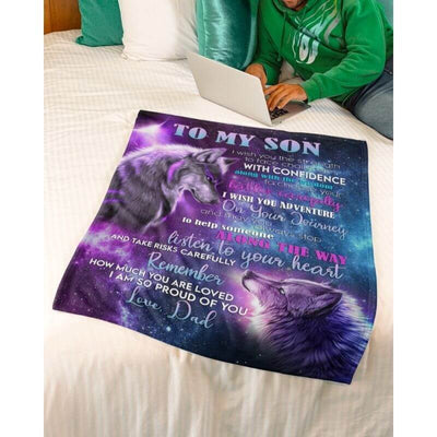 To My Son - From Dad - Wolfblanket - A354 - Premium Blanket