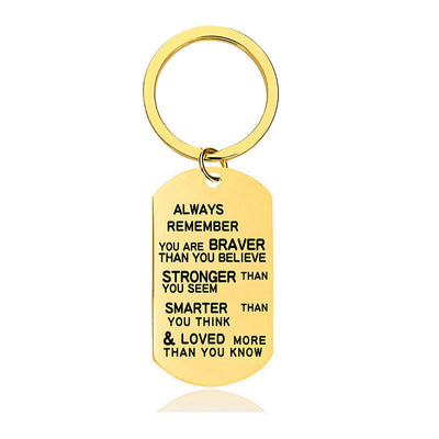 Always Remember You Are Braver Than You Believe - Inspirational Keychain - A908