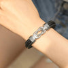 "Dad And Daughter Forever Linked Together" Braided Leather Bracelet